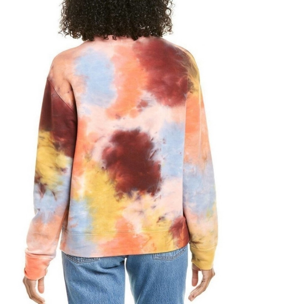 Monrow Tie Dye Boyfriend Sweatshirt Long Sleeves Crewneck Size M - Picture 2 of 9